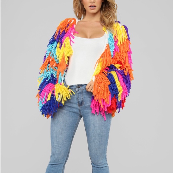 Multicolor Shaggy Cardigan 